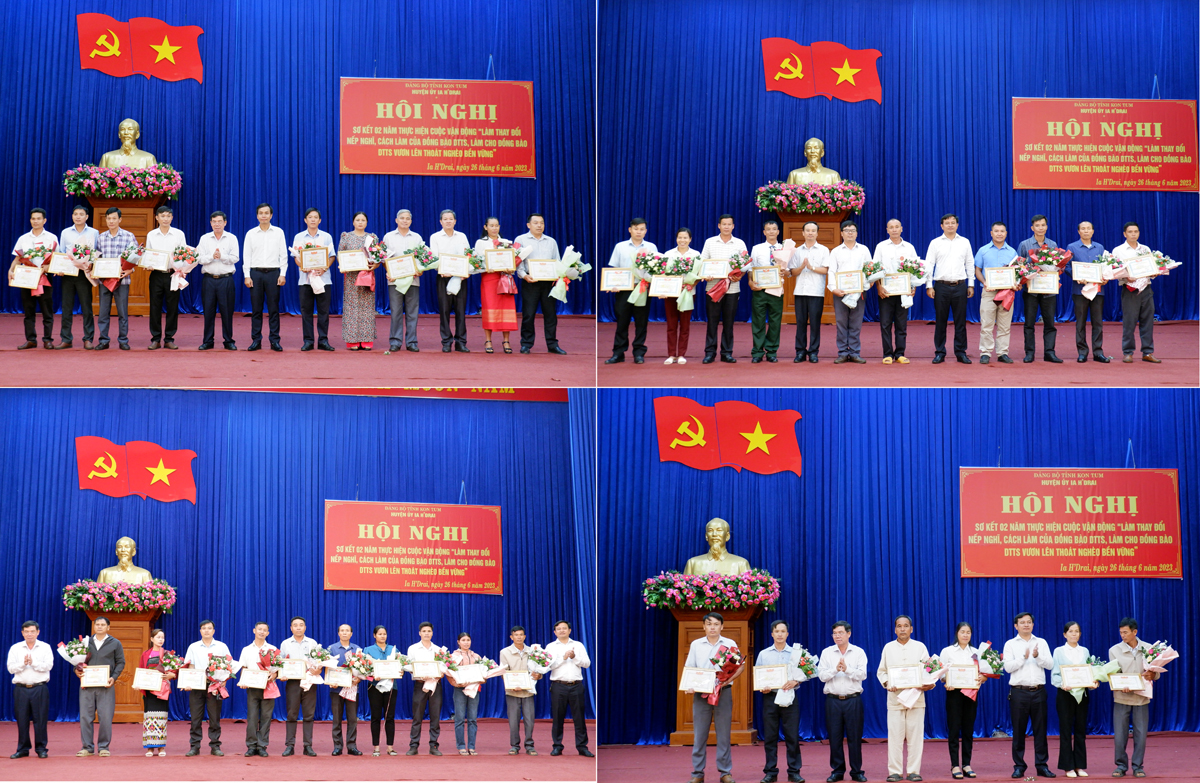 Huyện Ia H'Drai có 17 tập thể và 21 cá nhân được khen thưởng trong thực hiện Cuộc vận động thay đổi nếp nghĩ, cách làm