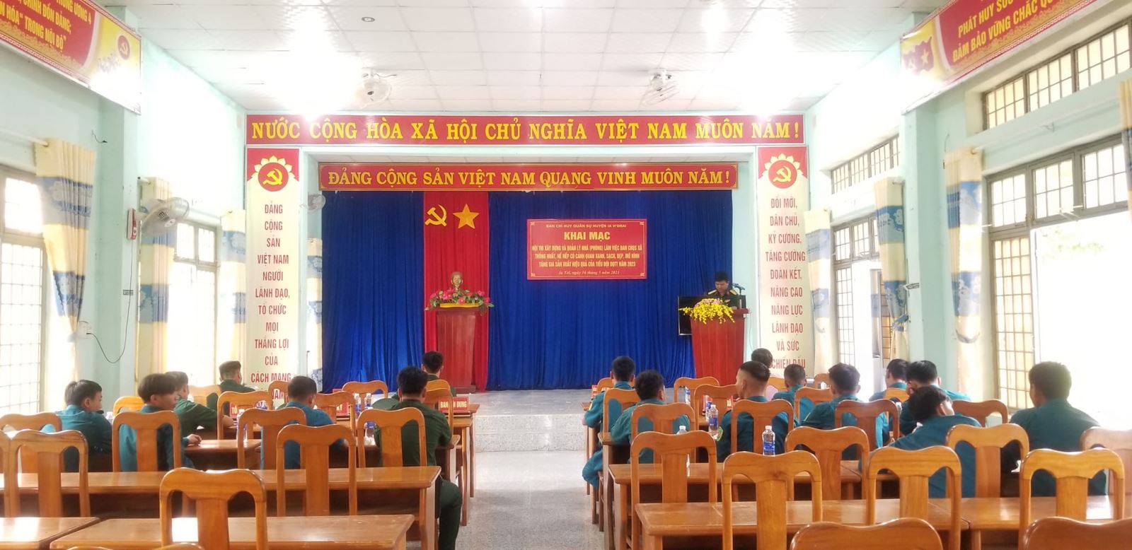 Hội thi xây dựng và quản lý nhà (phòng) Ban CHQS xã thống nhất, nề nếp có cảnh quan xanh, sạch, đẹp, mô hình tăng gia sản xuất hiệu quả của Tiểu đội dân quân thường trực năm 2023