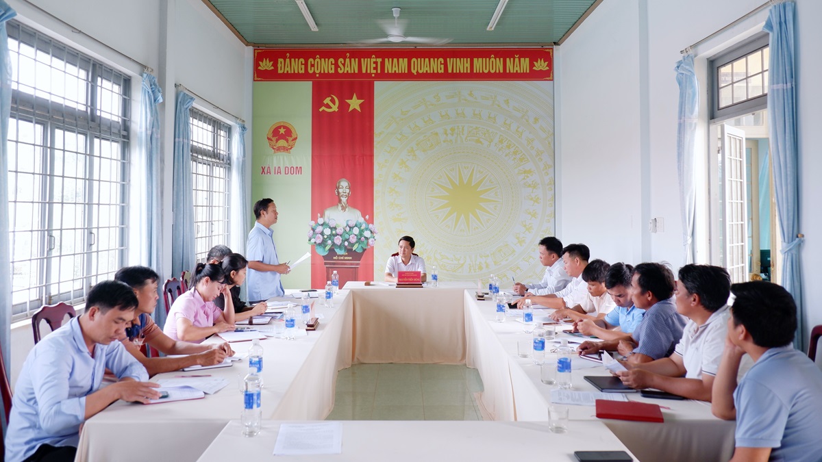 Ban Chỉ đạo thực hiện chính sách BHXH, BHYT huyện làm việc tại xã Ia Dom