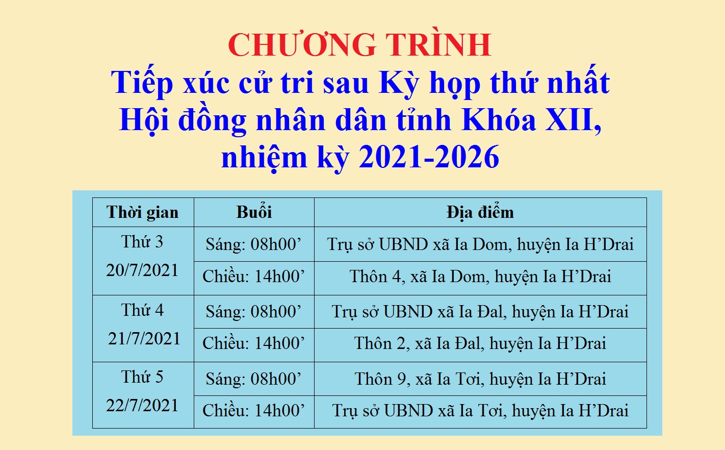 Chương trình tiếp xúc cử tri sau kỳ họp thứ nhất HĐND tỉnh khóa XII, nhiệm kỳ 2021-2026