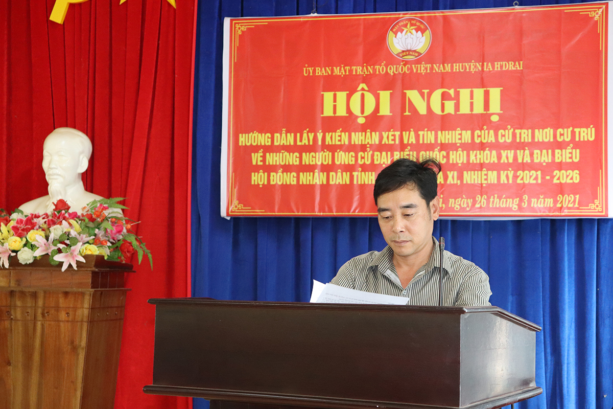 Hội nghị hướng dẫn lấy ý kiến nhận xét và tín nhiệm của cử tri nơi cư trú đối với người ứng cử đại biểu Quốc hội khóa XV và Đại biểu Hội đồng nhân dân tỉnh, huyện nhiệm kỳ 2021-2026.